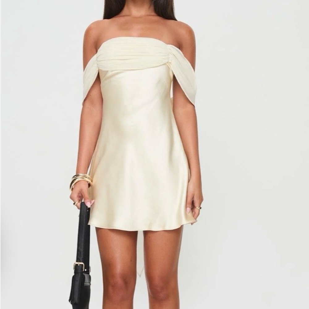 Princess Polly Cream Strapless Satin Adoration Mini Dress Cream